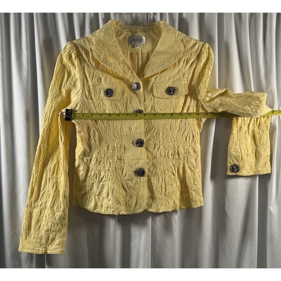Aspenny Vintage Textured Large Buttons Bell Sleeves Blazer, Yellow, Sz: L, 78-32 - Picture 13 of 15